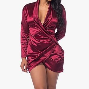 Sexy Long Sleeve Deep V Neck Club Mini Dress 💃🏽